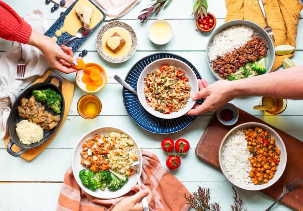 A spread of Able Foods meals showcasing our international range