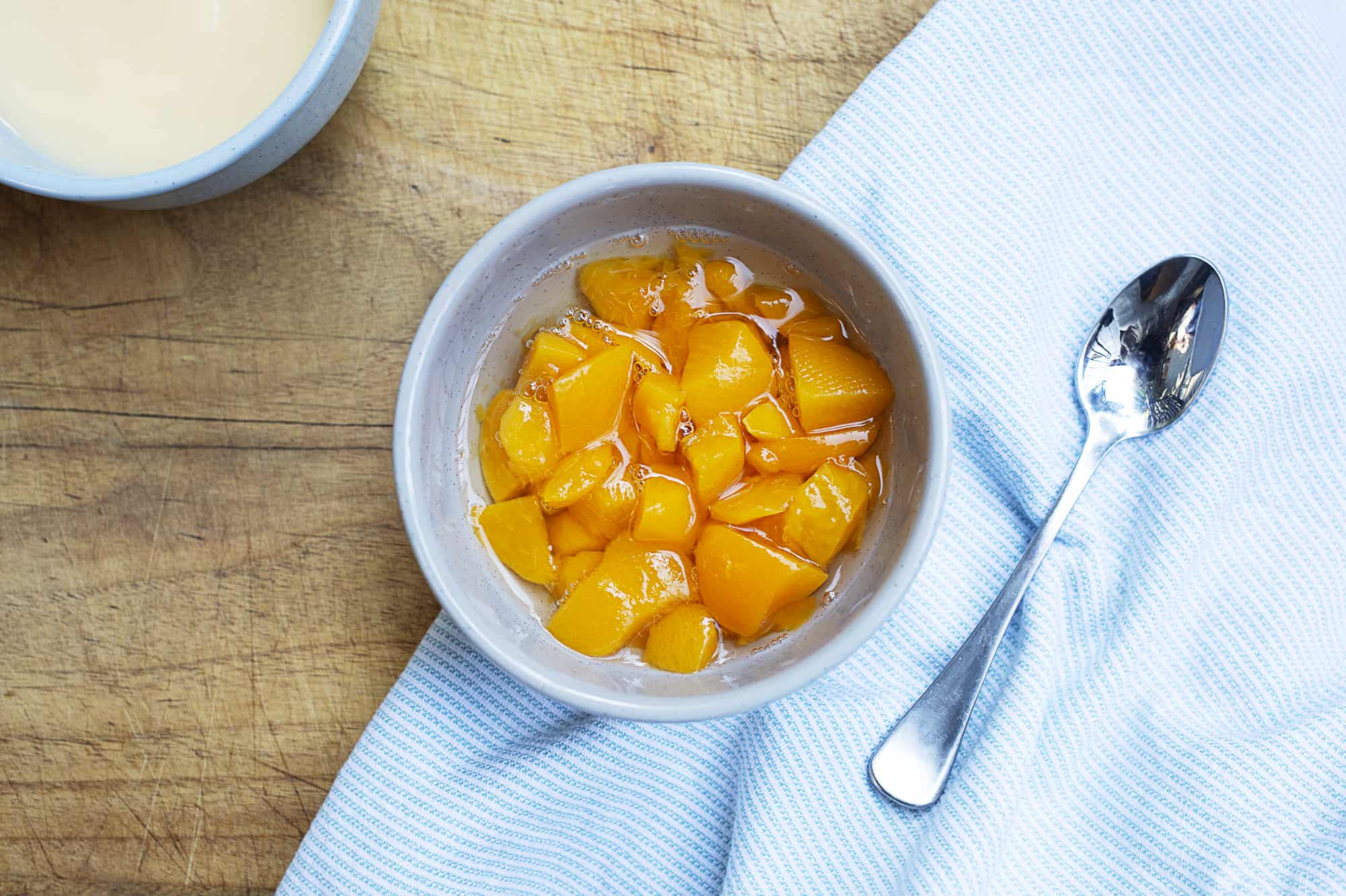 peaches fruit cup above