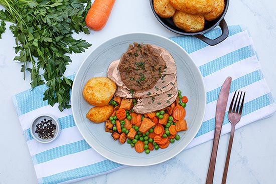 Roast Lamb Rosemary Gravy Above