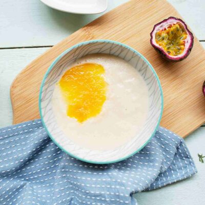 632. pureed creamy rice & passionfruit puree