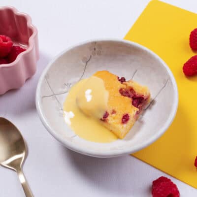 633. raspberry cake & custard