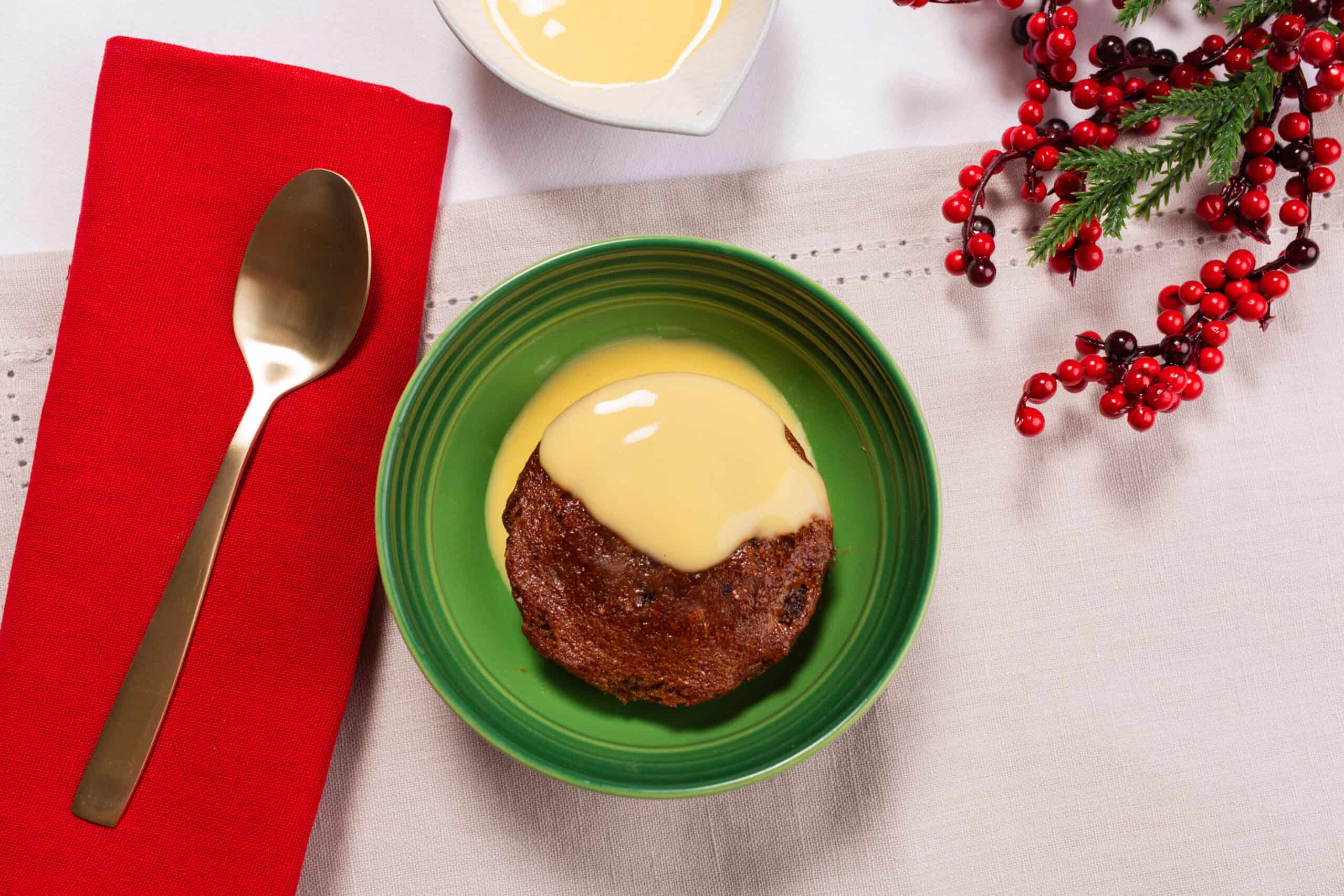 409. christmas plum pudding with custard